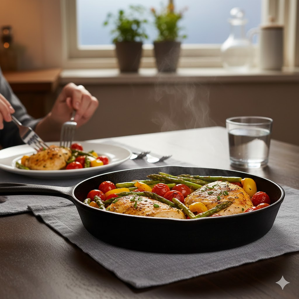 Repas rapide fait maison servi pour un dîner simple en semaine