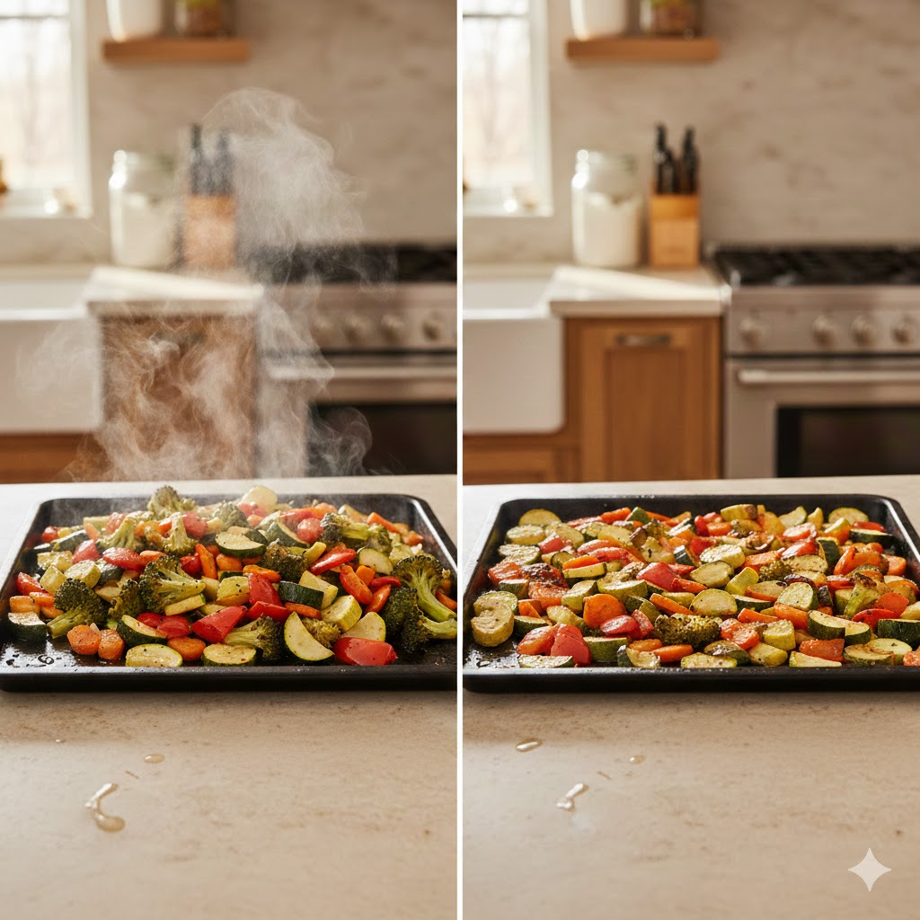 Erreur courante en cuisson au four avec une plaque trop remplie