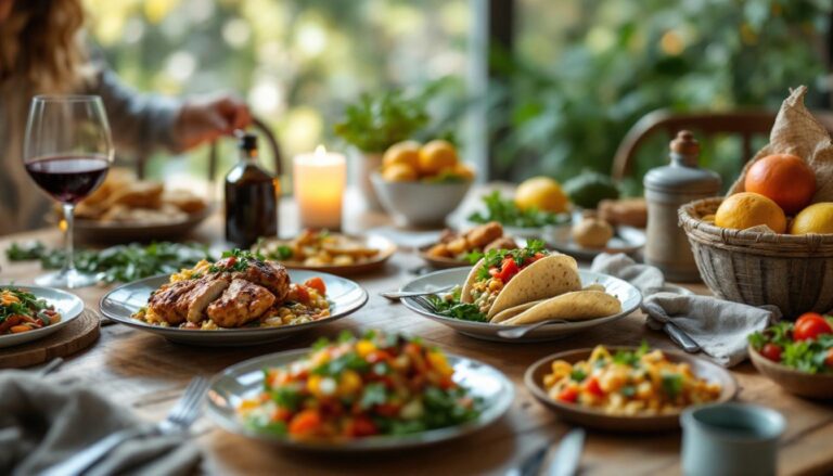 Dîners rapides pour la semaine présentés sur une table familiale