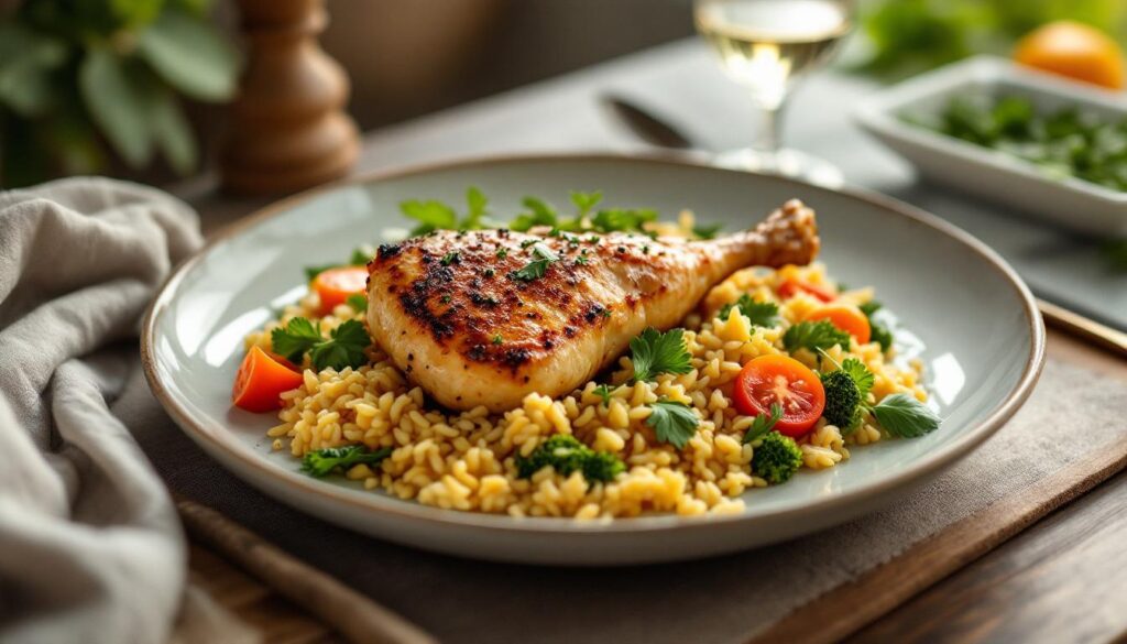 Assiette de repas rapide semaine prête à servir