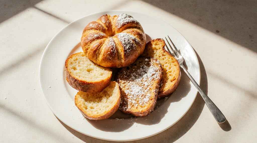 Croissants maison, brioche facile et pain perdu doré pour un petit-déjeuner gourmand.