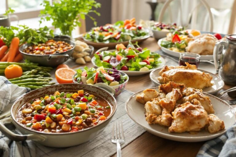 Repas de la semaine végétarien : assiette colorée et appétissante préparée avec des légumes frais et des légumineuses pour un dîner économique
