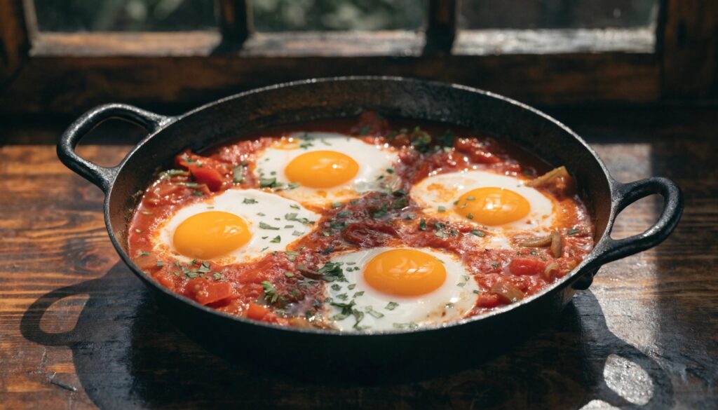Shakshuka express : œufs pochés dans la sauce tomate au cumin — souper 3 ingrédients
