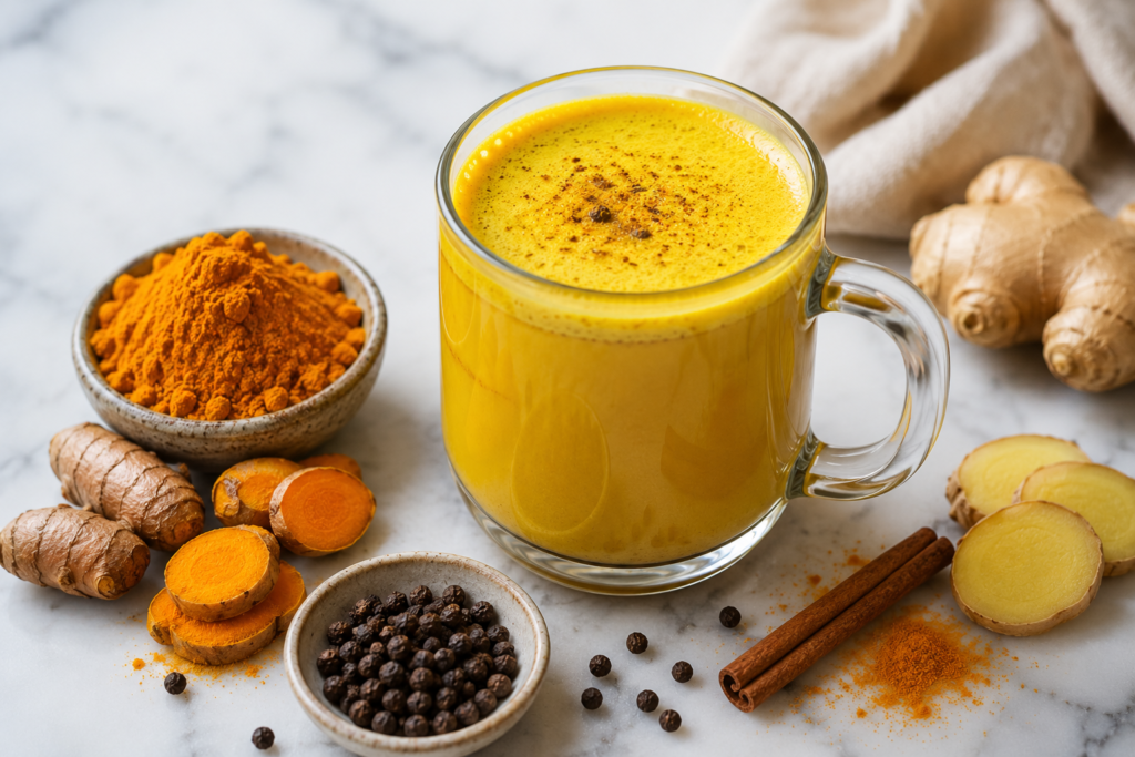 Lait doré au curcuma, boisson anti-inflammatoire naturelle recommandée dans l'approche Al-Tayyibat